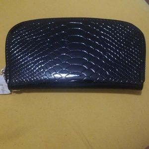 Black Faux Leather Snake Skin Pattern Wallet NWT